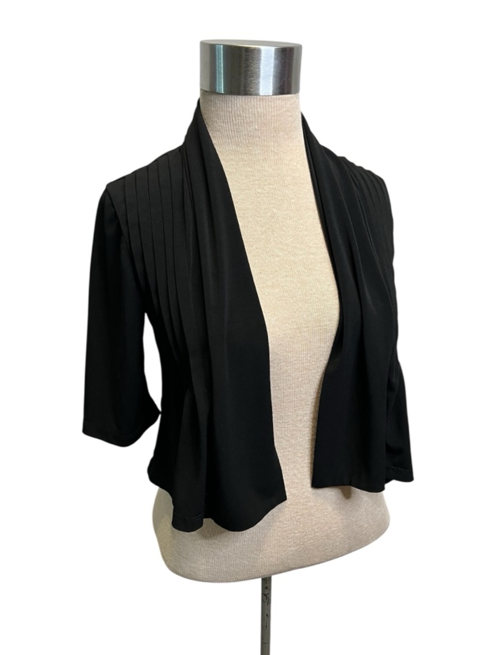 Periwinkle Vintage Black Pleated Cropped Shrug Cardigan size Small